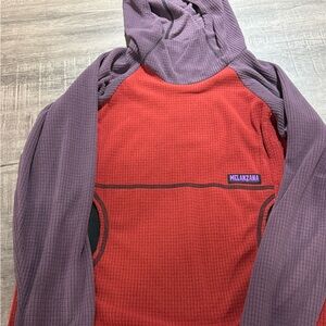 Melanzana Kids microgrid hoodie - Red & Purple